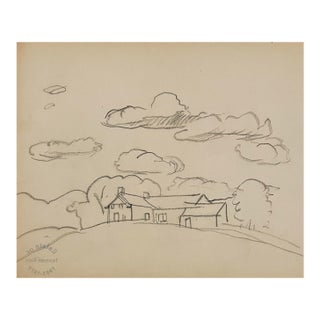 1940s Norman Kent Landscape Drawing For Sale