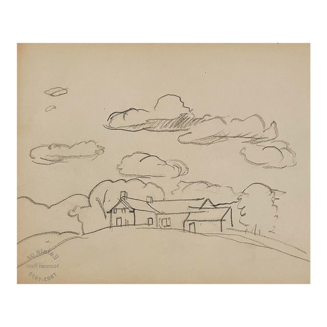 1940s Norman Kent Landscape Drawing For Sale
