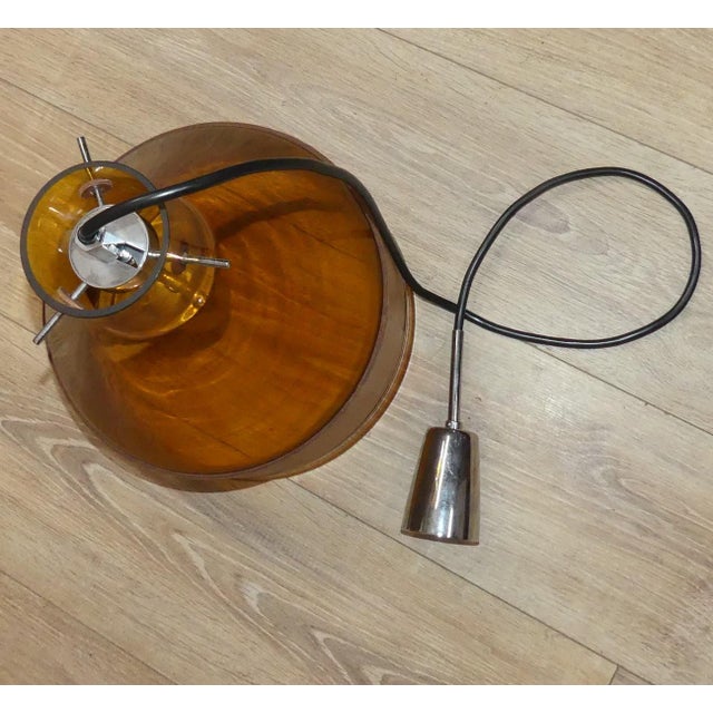 1970s Glass Hanging Lamp with Leather from J.T. Kalmar, 1970s For Sale - Image 5 of 8