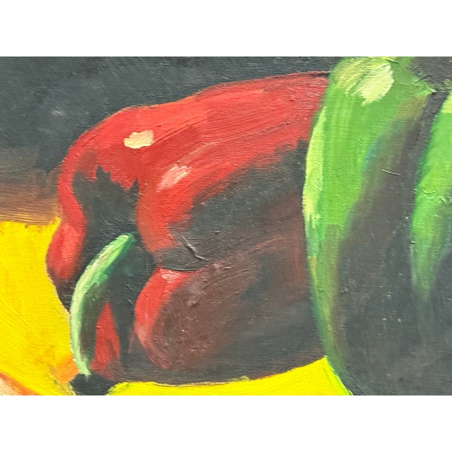 Vintage Still Life With Peppers Oil on Board Signed For Sale In Miami - Image 6 of 8