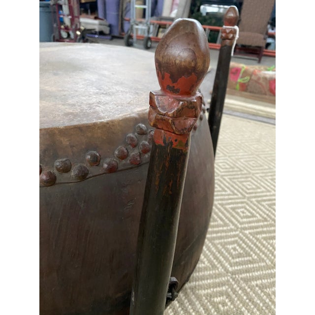 Mid 19th Century Antique Chinese Drum With Stand For Sale - Image 4 of 13