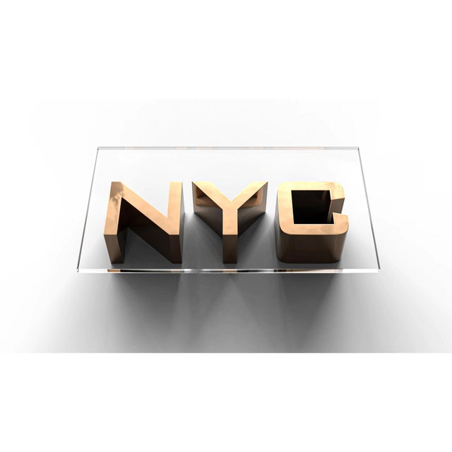 Art Deco "Nyc" Coffee Table With Bronze, Handmade For Sale - Image 3 of 8