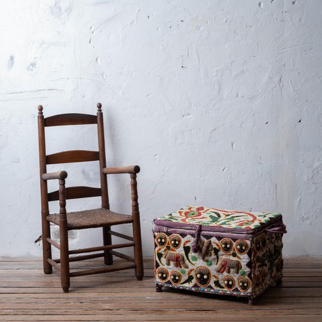 An African Yoruba beaded tribal trunk, mid-20th century. 24 inches wide by 18 inches deep by 15 ½ inches tall