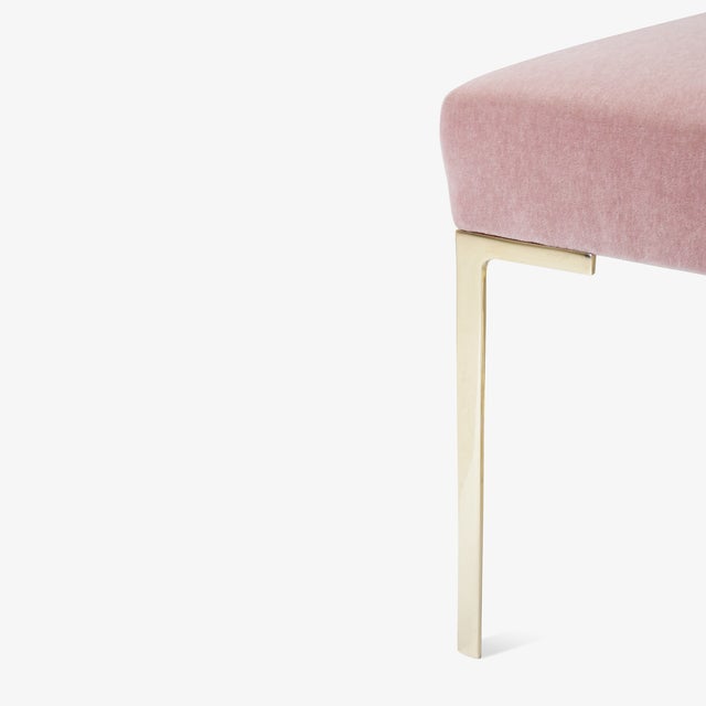 Montage Astor Petite Brass Ottomans in Blush Mohair by Montage - Pair For Sale - Image 4 of 6