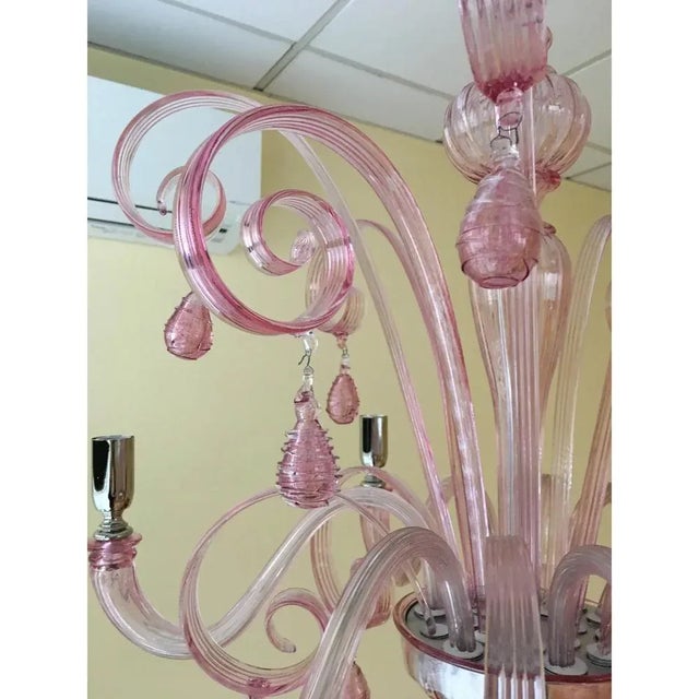 Murano Glass Chandelier in pink color impressive and very rare colors Murano chandelier in in pink color diameter 80 cm =...