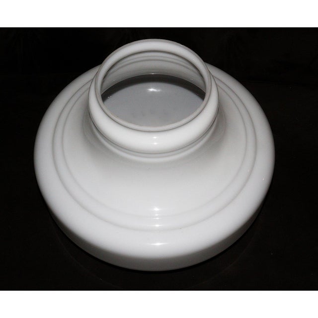 Large 14 inch wide and 10 inch high 1930's schoolhouse ceiling light. Rare with ORIGINAL mounts for both the shade & ceiling