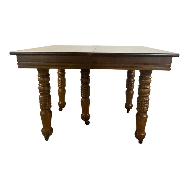 19th Century English Antique Oak Farmhouse Five-Legged Dining Table For Sale