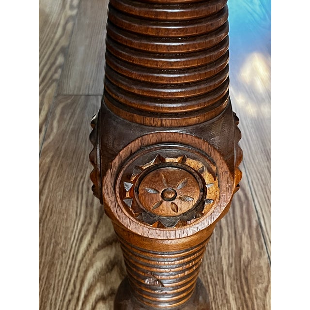 Chocolate Antique Quartersawn Oak Dining Table For Sale - Image 8 of 9