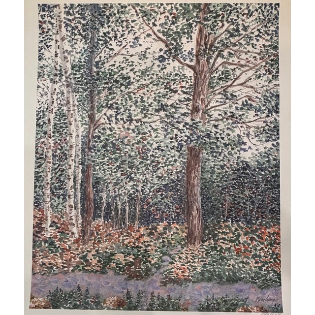 Vintage 1990s Lithograph Titled, "Birch Grove", Signed by Artist Peter Wong For Sale - Image 4 of 13