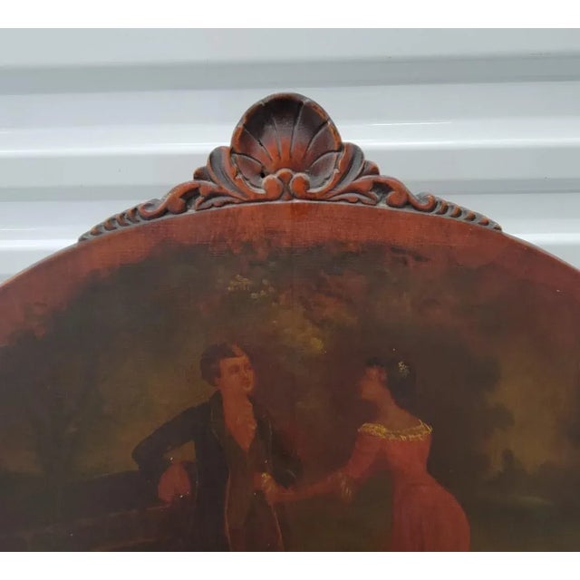 Mid 19th Century Art Nouveau Transitional Victorian Hall Chair With Painted Scene and Flowers For Sale - Image 5 of 12