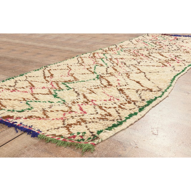 Beige Vintage Azilal Moroccan Rug, 03'06 X 09'00 For Sale - Image 8 of 10