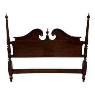 1970s Ethan Allen Georgian Court Queen Cherry 4-Poster Headboard For Sale