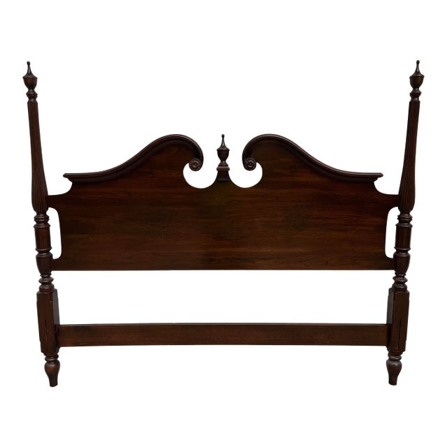 1970s Ethan Allen Georgian Court Queen Cherry 4-Poster Headboard For Sale