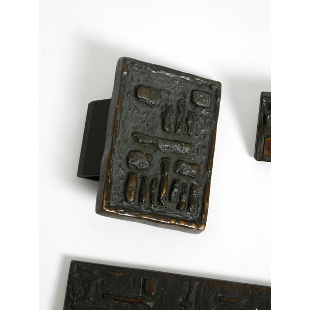 1970s Large Brutalist Bronze Pull Handles with Letter Slot and Doorbell from Alpan, Germany, 1970s, Set of 3 For Sale - Image 5 of 18