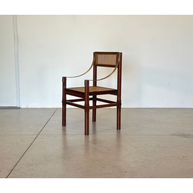1970s Vienna Straw, Brass and Wood Chairs, 1970s, Set of 4 For Sale - Image 5 of 16