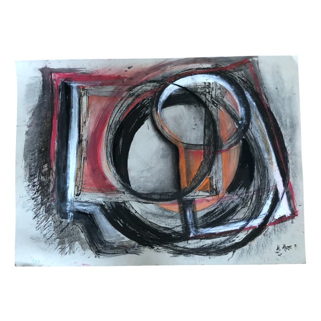 M. Mozer, Abstraction Géométrique, 1971, Mixed Media on Cardboard For Sale