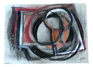 M. Mozer, Abstraction Géométrique, 1971, Mixed Media on Cardboard