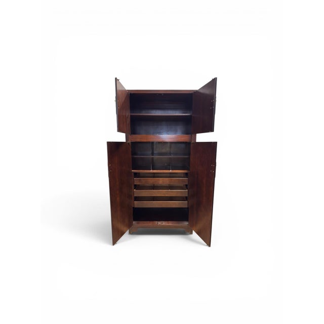 Asian 1970s Michael Taylor for Baker Asian Modern Mahogany & Brass Cabinet Chest Dry Bar For Sale - Image 3 of 6