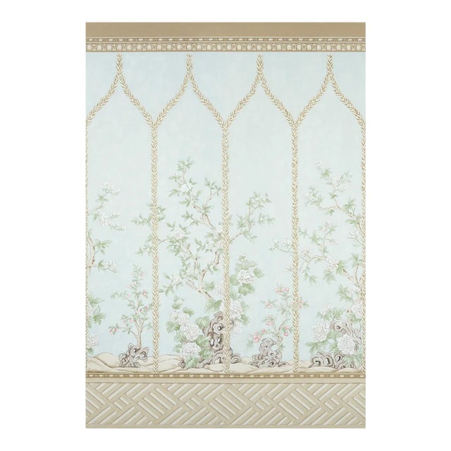 Schumacher Victoria Panel Set in Mineral - 2 Panels For Sale