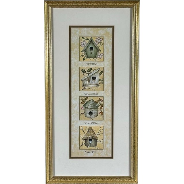 Vintage Nancy J Shumaker Pallan Bird Beginnings Seasonal Framed Prints Pair Introduce a charming touch of natural heritage...