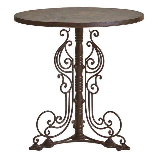 French Iron + Concrete Guéridon Side Table, 1940s For Sale