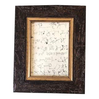 Vintage Original Robert Cooke Abstract Ink Drawing 1970’s Framed For Sale