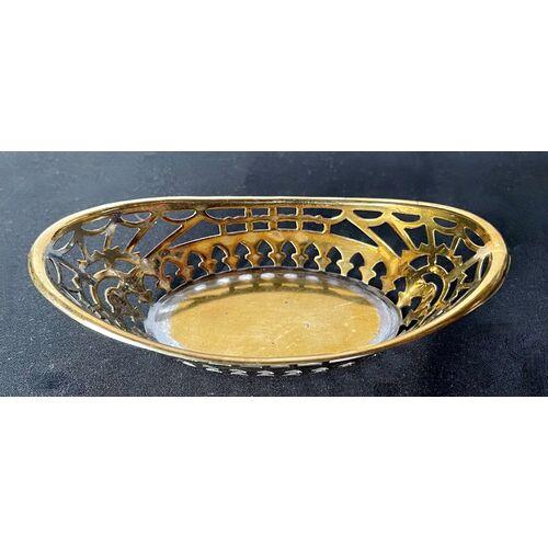 Antique silverplated and brass reticulated cellar. Engraved "Jagd-Ausstellung Wein, 1910" on the underside. The Erst...