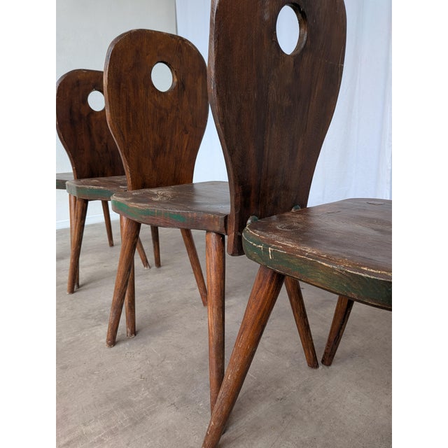 Vintage Brutalist Rustic Farmhouse Dining Chair, 1970s, Set of 4 For Sale - Image 14 of 18