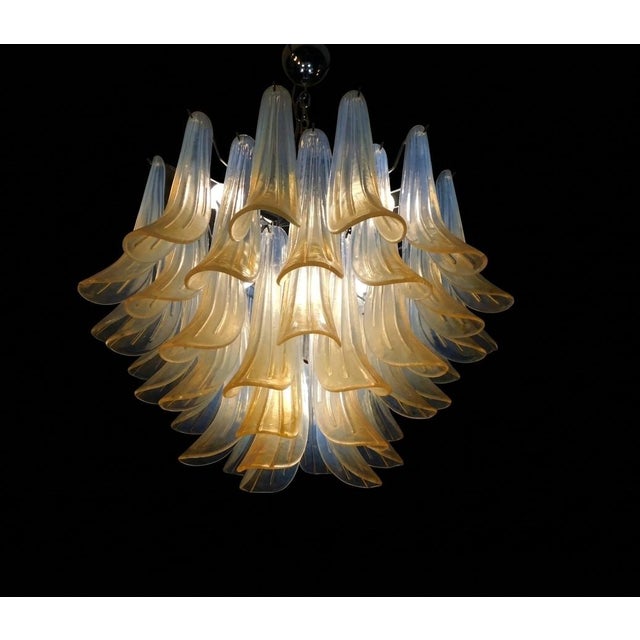 Chandelier with Opal Tulip Murano Glass, 1972 For Sale - Image 3 of 12
