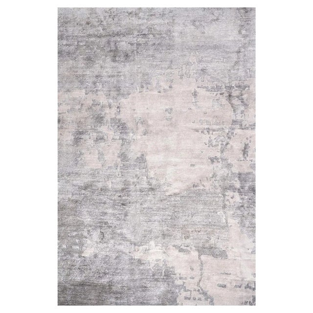Hand-Knotted Silver Gray Rug from DSV Carpets For Sale