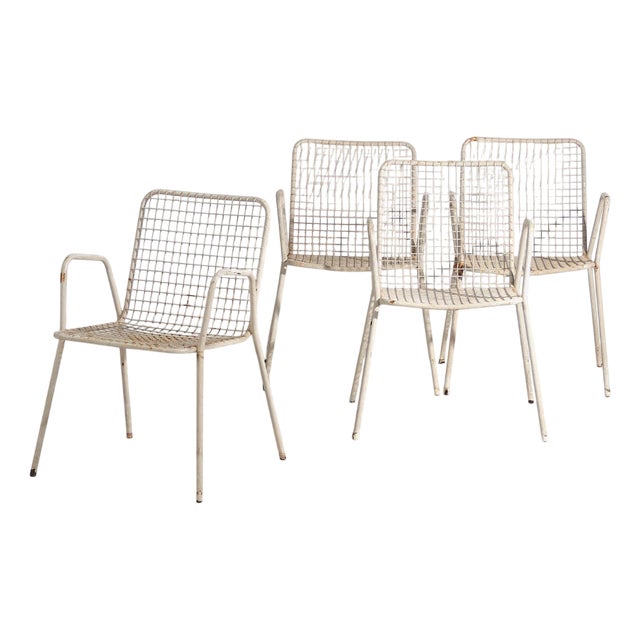 Vintage Outdoor Chairs with Armrests, 1920, Set of 4 For Sale
