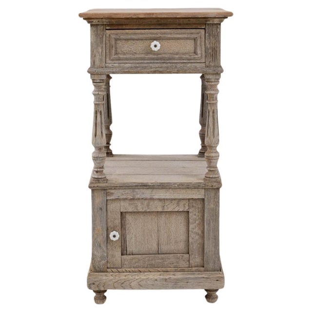 1900s Belgian Bleached Oak Bedside Table For Sale - Image 15 of 18
