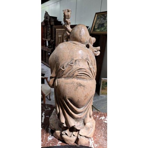 Large Chinese Sculpture in Light Wood For Sale - Image 5 of 7