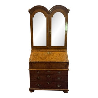 18th Century English Walnut Double Dome Bureau Bookcase For Sale