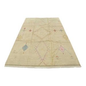 Moroccan Rug 9’4” X 12’1” Ivory Wool Contemporary Hand-Knotted Carpet