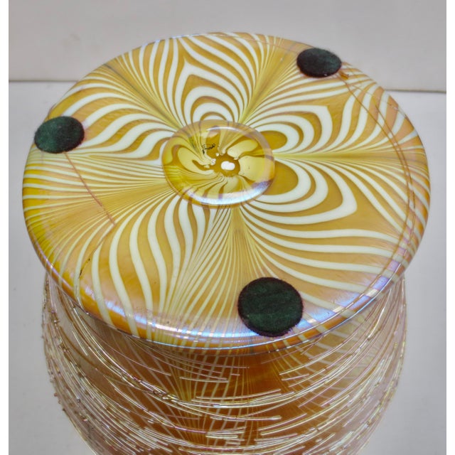 Gold Durand Pulled Feather Iridescent Art Glass For Sale - Image 8 of 13