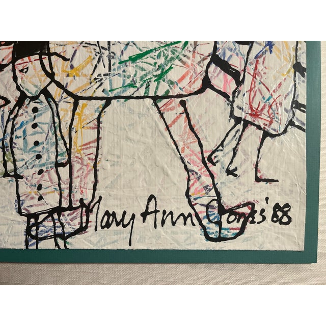 Pop Art 1988 Original Acrylic Painting by Mary Ann Jones Signed Framed in Plexiglass Box Frame For Sale - Image 3 of 10