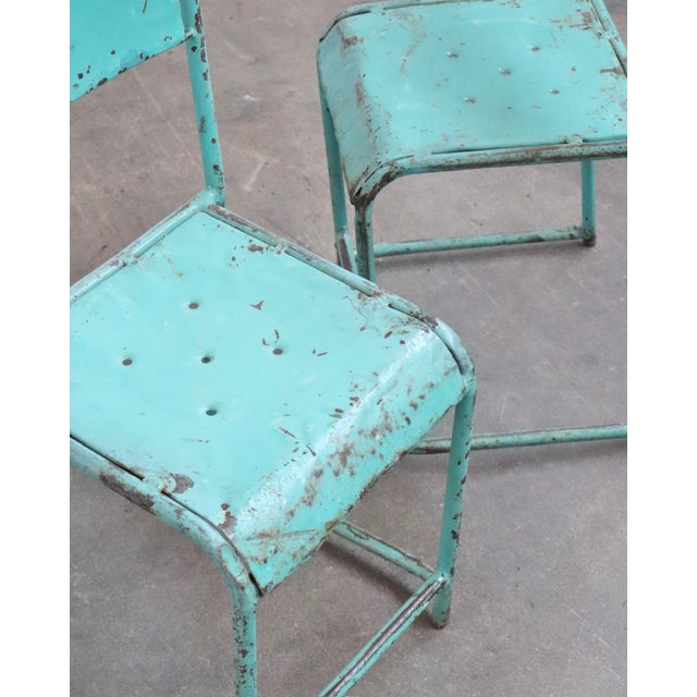 Industrial Vintage Belgian Industrial Metal Chairs - Set of Four For Sale - Image 3 of 6