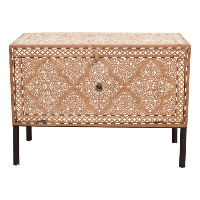 Heirloom 19th Century Inlay Chest W/Drop Down Door For Sale