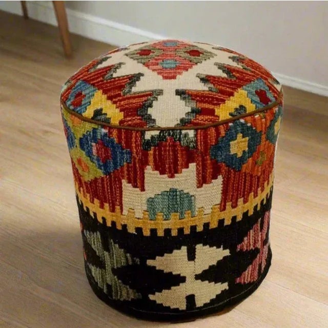 Our unique kilim rug stools are made from 100% wool rugs. A kilim rug is a decorative flat weave rug that has no pile....