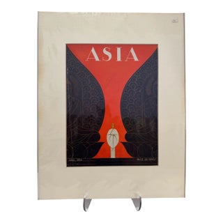 1929 Original Asia Cover, April, Frank McIntosh, Art Deco, Matted For Sale