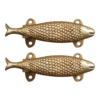 Brass Fish Door Handles - A Pair For Sale