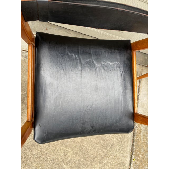 Dux Yngve Ekström Remus Teak Leather Dining Side Captains Chairs Danish Lot 6 For Sale - Image 10 of 16