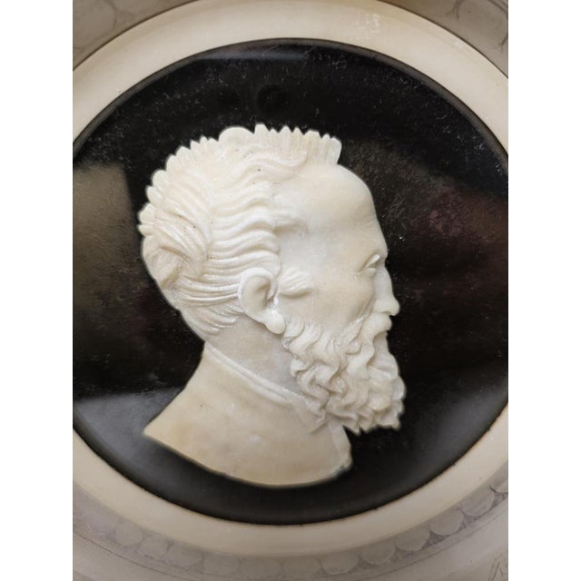 Late 19th Century Antique Grand Tour Carved Alabaster Portrait Relief of Michelangelo, 1890 For Sale - Image 5 of 14