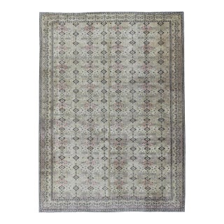 Antique Turkish Sivas Rug With Subtle Pink, Cream, and Navy Accents 9'7 X 12'6 For Sale
