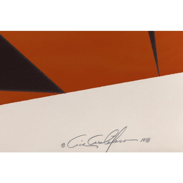 Vintage silkscreen print by Cris Cristofaro. Artist: Cris Cristofaro, American Title: Untitled - Orange Rectangles Year:...