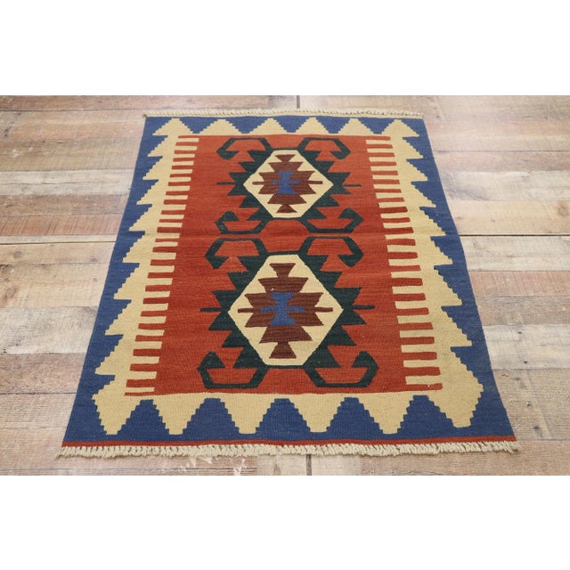 Textile Vintage Persian Shiraz Kilim Rug - 02'11 X 03'09 For Sale - Image 7 of 9