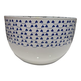 Arabia Finland Finel Enamel Bowl Blue Clover Siniapila Kaj Franck For Sale
