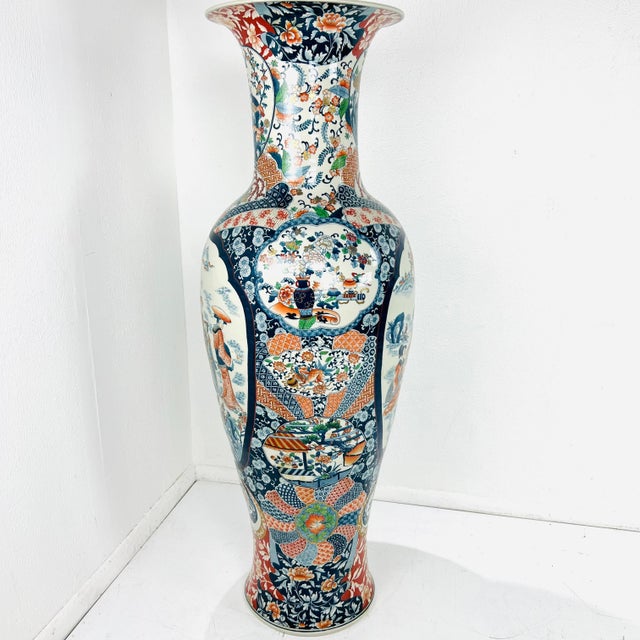 Ceramic Late 19th Century Monumental 5' Japanese Floor Vase in the Style of Imari For Sale - Image 7 of 12