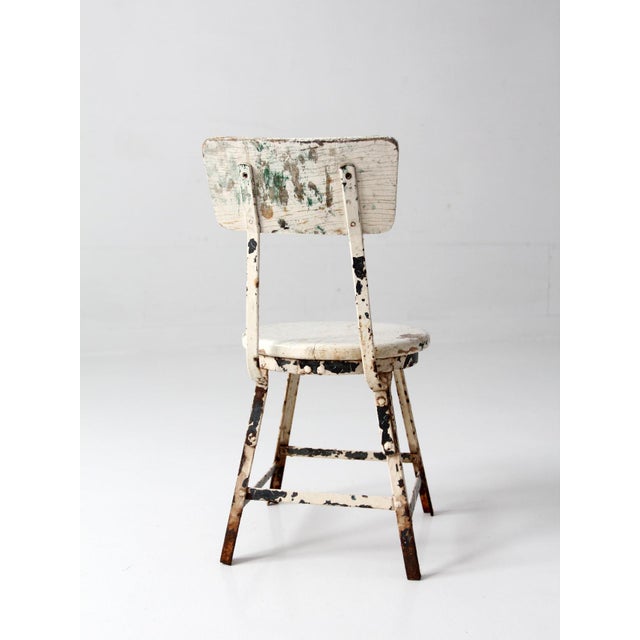 Off-white Vintage Child's Wood and Metal School Chair For Sale - Image 8 of 11